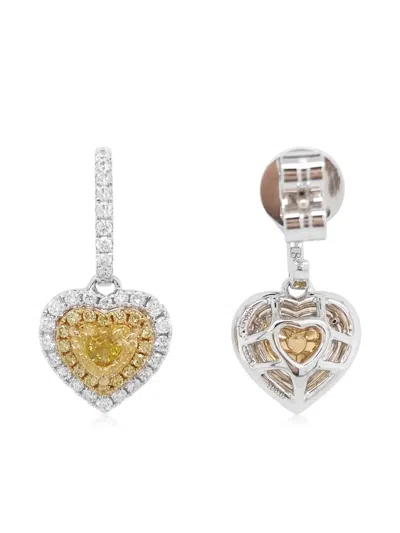 Hyt Jewelry 18k Yellow And White Gold Heart Diamond Earrings In Metallic
