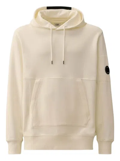 C.p. Company Adjustable Hooded Sweatshirt With Distinctive Lens Detail In Neutral