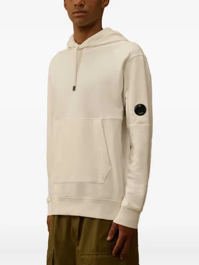 C.p. Company Adjustable Hooded Sweatshirt With Distinctive Lens Detail In Neutral