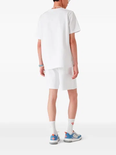 Casablanca Multicolor Graphic Triangle T-shirt In Organic Cotton In White