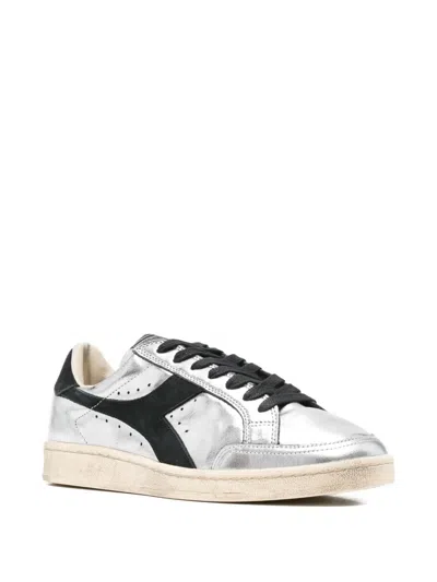 Diadora Metallic-panelled Sneakers In Silver
