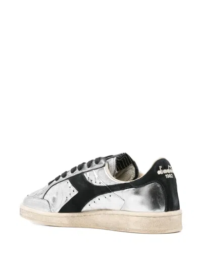 Diadora Metallic-panelled Sneakers In Silver