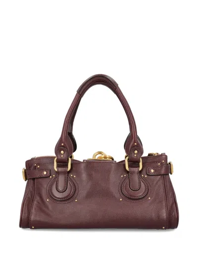 Chloé Chloe Women Chocolate Leather Paddington Shoulder Bag In Red
