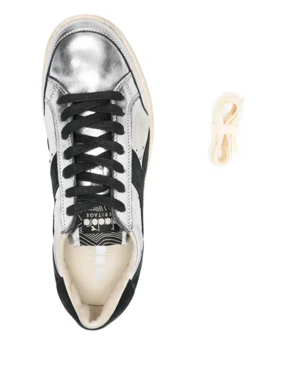 Diadora Metallic-panelled Sneakers In Silver