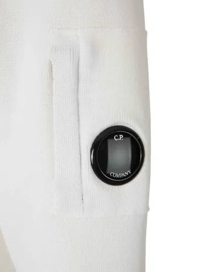 C.p. Company Half-zip Sweater With Ribbed Details And Logo Pocket In White