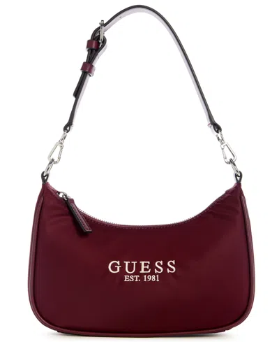Guess Arona Small Shoulder Bag In Burgundy