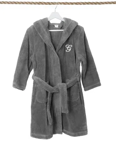 Linum Home Personalized Kids Super Plush Hooded Bathrobe In Gray