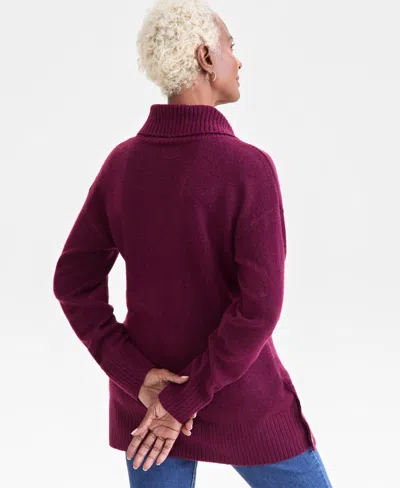 Style & Co Women's Shawl Collar Button-hem Tunic Sweater, Created For Macy's In Pink