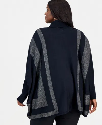 Jm Collection Women's Poncho Turtleneck Sweater, Regular & Petite, Created For Macy's In Black