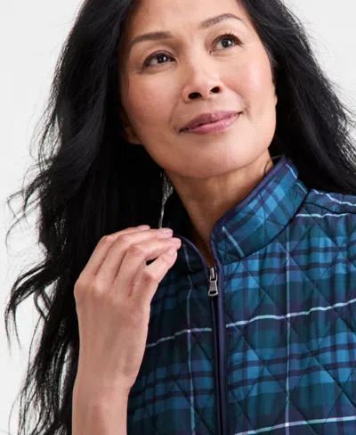 Style & Co Women's Quilted Mock-neck Vest, Created For Macy's In Blue