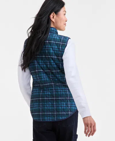 Style & Co Women's Quilted Mock-neck Vest, Created For Macy's In Blue