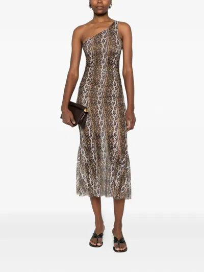 House Of Sunny Womens Multi Leopard Asymmetric Stretch-woven Maxi Dress