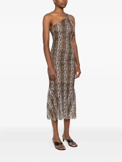 House Of Sunny Womens Multi Leopard Asymmetric Stretch-woven Maxi Dress