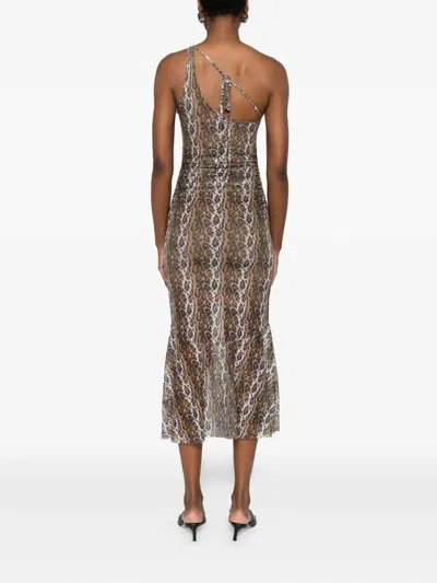 House Of Sunny Womens Multi Leopard Asymmetric Stretch-woven Maxi Dress