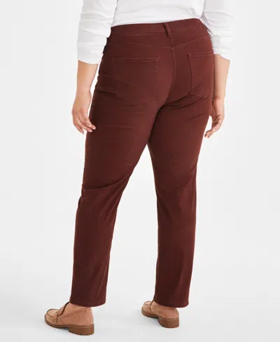 Style & Co Plus Size High-rise Straight-leg Corduroy Pants, Created For Macy's In Brown