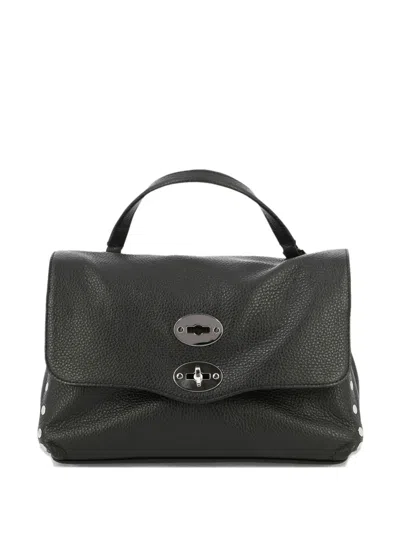 Zanellato Small Postina Smooth Leather Shoulder Bag In Black
