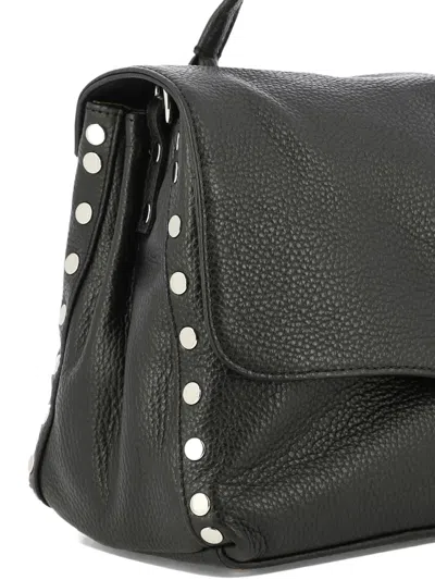 Zanellato Small Postina Smooth Leather Shoulder Bag In Black