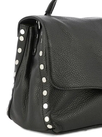 Zanellato Small Postina Smooth Leather Shoulder Bag In Black