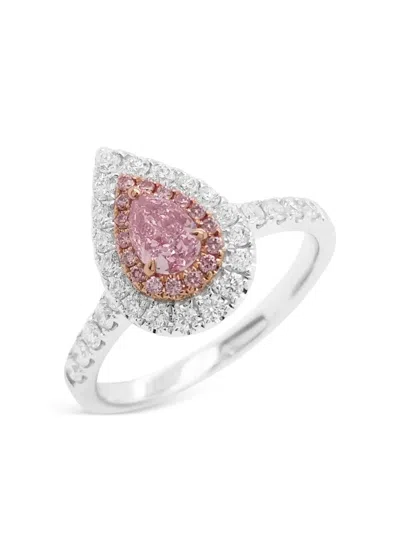 Hyt Jewelry 18k White And Rose Gold Diamond Ring In Metallic