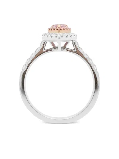 Hyt Jewelry 18k White And Rose Gold Diamond Ring In Metallic