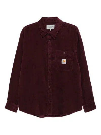 Carhartt Casual Shirt With Button Cuffs And Pocket In Burgundy