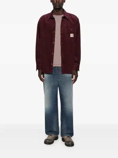Carhartt Casual Shirt With Button Cuffs And Pocket In Burgundy