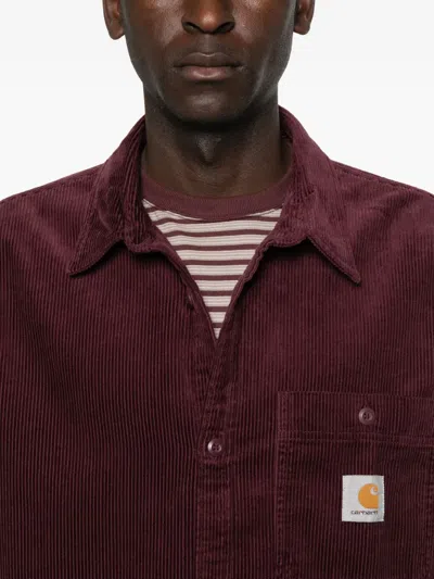 Carhartt Casual Shirt With Button Cuffs And Pocket In Burgundy
