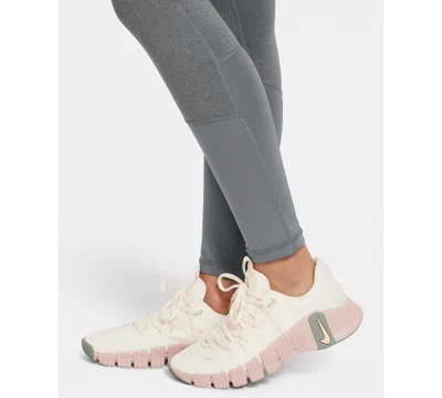 Nike Big Girls 7-16 Pro Dri-fit Leggings In Gray