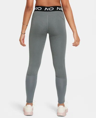 Nike Big Girls 7-16 Pro Dri-fit Leggings In Gray