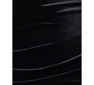 B & A By Betsy And Adam Plus Size Velvet Mesh Ballgown In Black