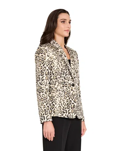 Tahari Asl Leopard Print Metallic Blazer In Black