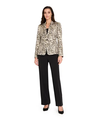 Tahari Asl Leopard Print Metallic Blazer In Black