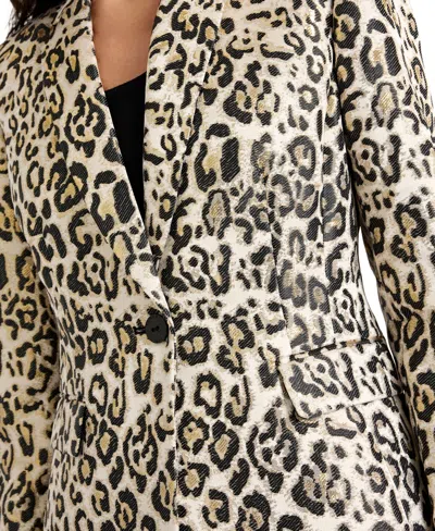 Tahari Asl Leopard Print Metallic Blazer In Black