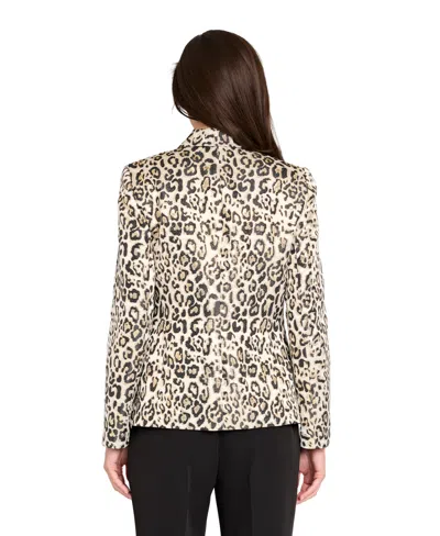 Tahari Asl Leopard Print Metallic Blazer In Black