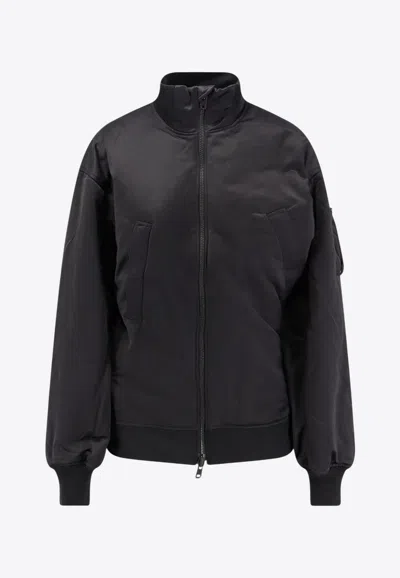 Y-3 Asymmetric Zip-up Track Jacket In Black