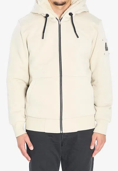 Moose Knuckles Classic Bunny Zip-up Hoodie In White
