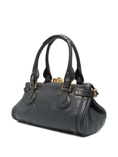 Chloé Structured Shoulder Bag With Padlock And Studs In Blue