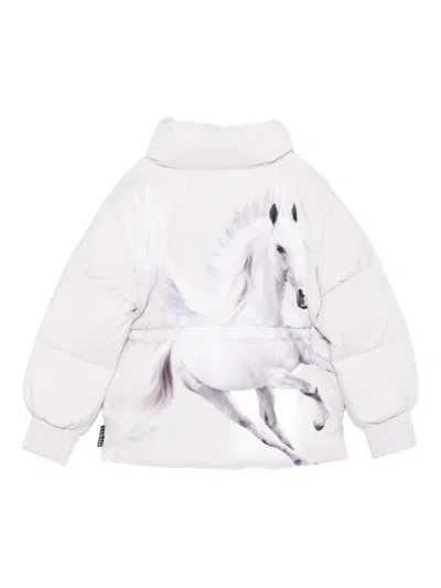 Molo Horse-print Puffer Jacket In Purple
