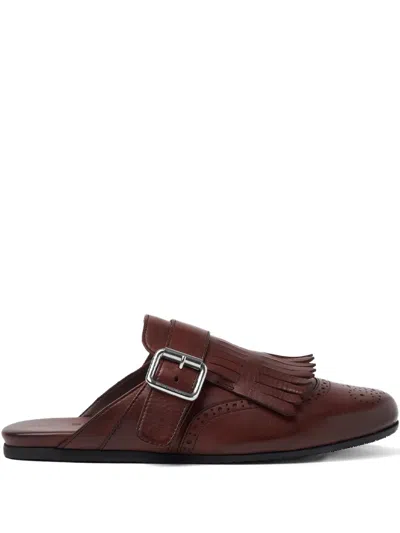 Scarosso Gemma Fringed Mule Flat Shoes In Multi