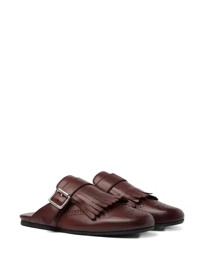 Scarosso Gemma Fringed Mule Flat Shoes In Multi