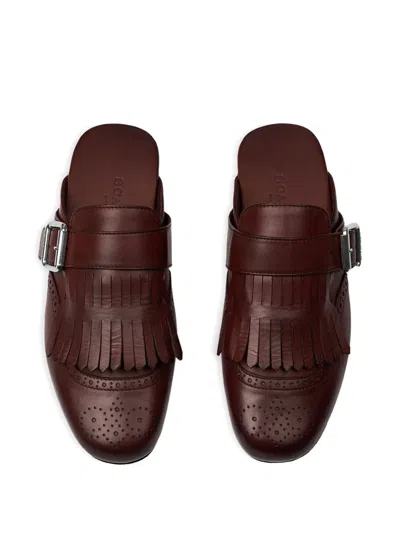 Scarosso Gemma Fringed Mule Flat Shoes In Multi