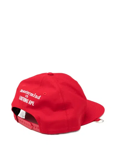 Mastermind Japan X A Bathing Ape Logo-embroidered Cap In Red