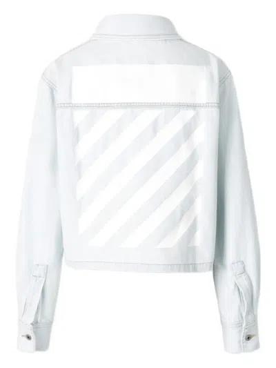 Off-white Button Stripes Jacket In Blue