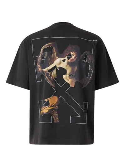 Off-white Washed Black Cupid Arrow Skate Logo T-shirt