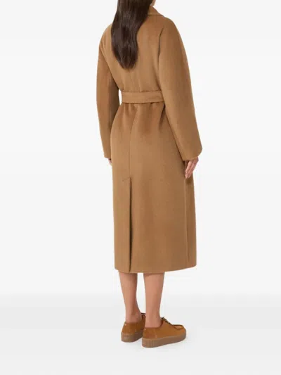 Weekend Max Mara Tempera Belted Long-sleeved Coat In Brown