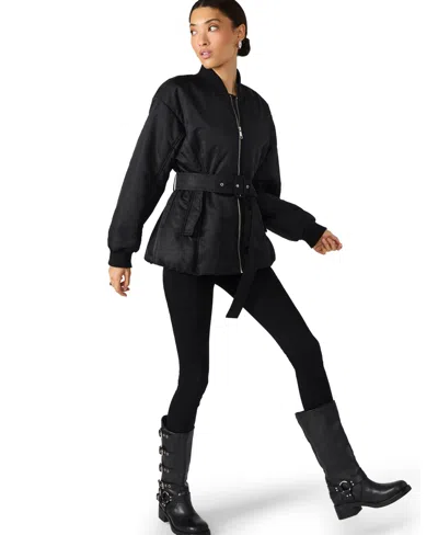 Steve Madden Eryn Belted Nylon Jacket In Animal Print