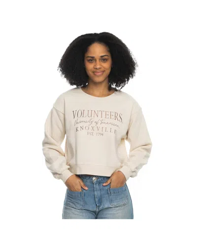 Zoozatz Women's Tan Oklahoma Sooners Cropped Crewneck Sweatshirt In Neutral