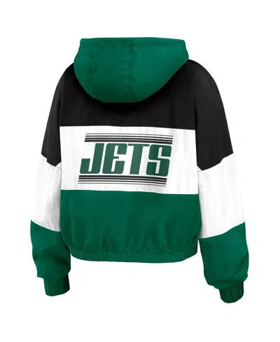 Wear By Erin Andrews Women's Green/black New York Jets Plus Size Color Block Full-zip Windbreaker Jacket In Green