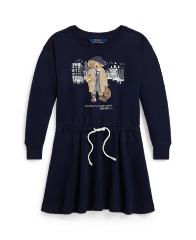 Polo Ralph Lauren Cotton Blend Dress With Polo Bear Print In Blue