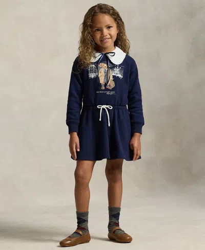Polo Ralph Lauren Cotton Blend Dress With Polo Bear Print In Blue